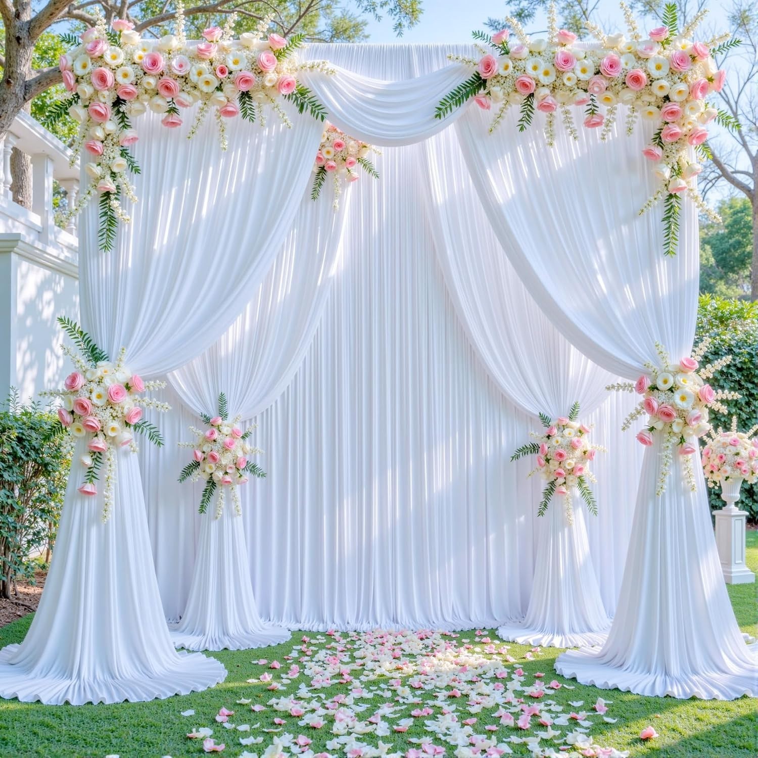 White Backdrop Curtain for Parties Wedding Wrinkle Free White Photo Curtains …