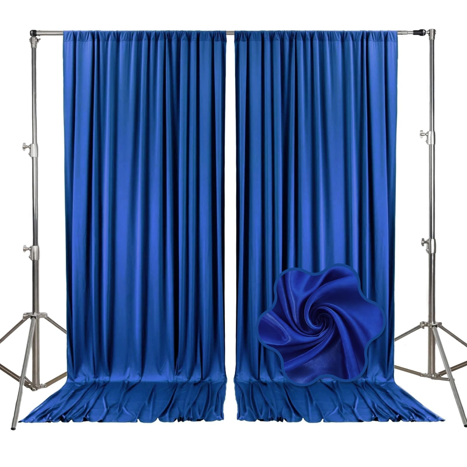 10ft x 10ft Royal Blue Backdrop Curtains for Parties, Fabric Satin Background…