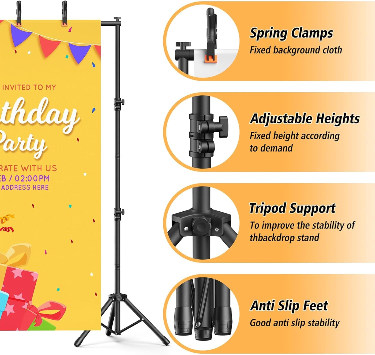 Backdrop Stand 10×7.5ft(WxH Heavy Duty Adjustable Photo Back Drop Stand kit