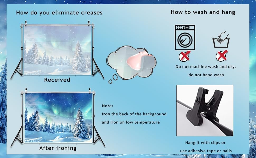 LYCGS 7x5ft Winter Wonderland Forest Photography Backdrop 7x5ft, Blue