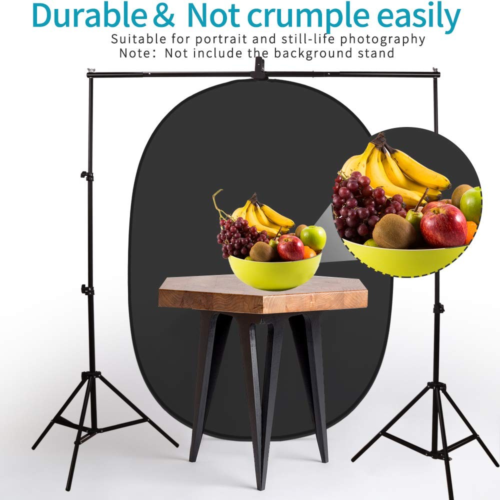 4.92×3.28 FT Black White Collapsible Reversible Photography Backdrop Reflector