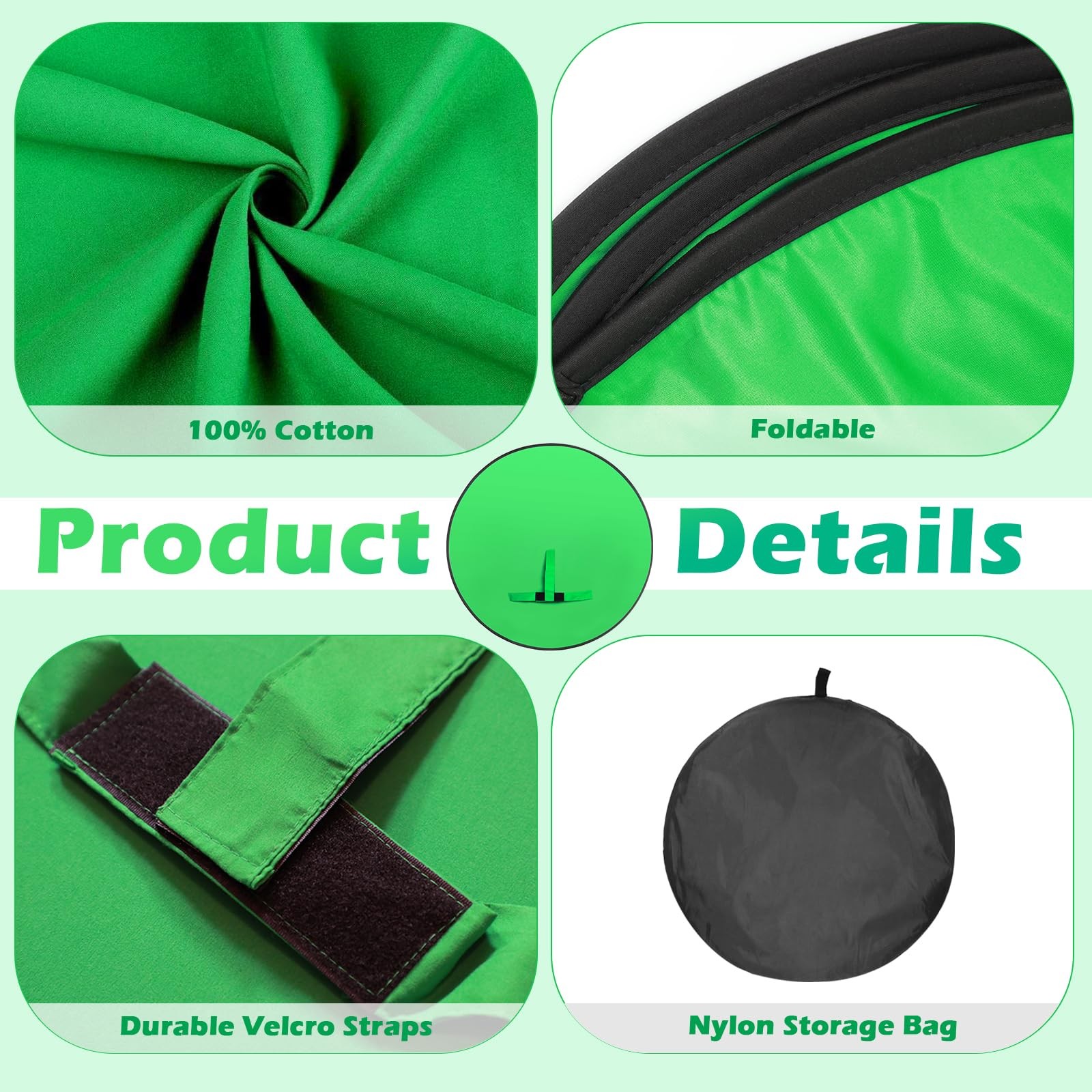 Portable Green Screen Chair, 57 in Collapsible Greenscreen Backdrop with Stan…