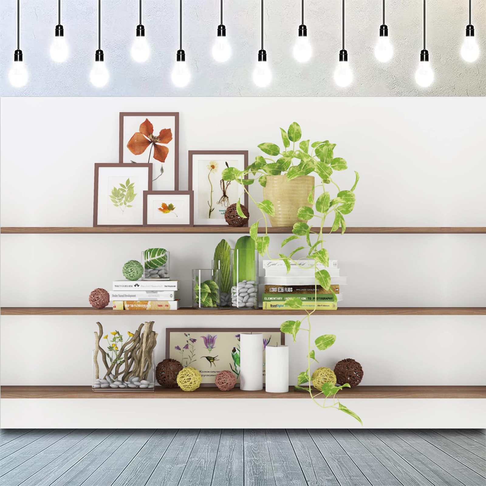 7x5ft Modern Living Room Backdrop Green Plant Bookcase Office Zoom Backdrop f…