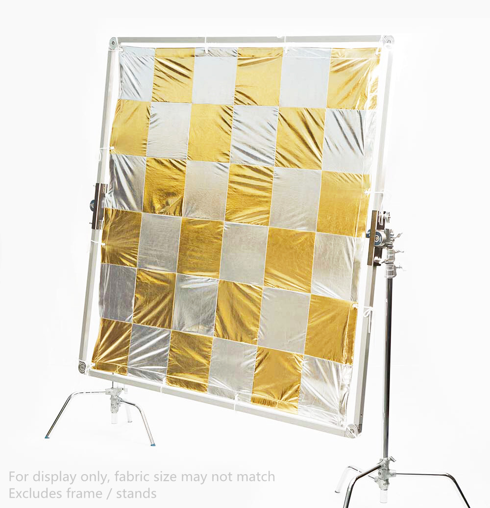 8’x8′ 8x8ft 2.4×2.4m Silver & Gold Checkerboard Reflector overhead butterfly