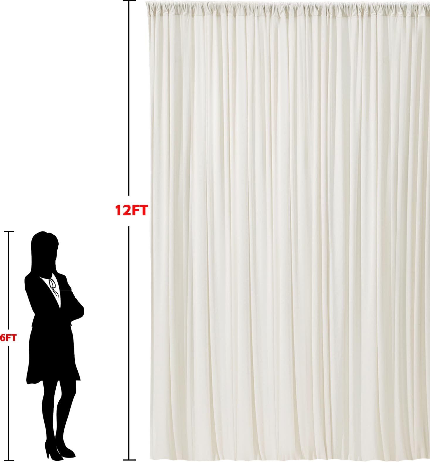 10x12ft Ivory Backdrop Curtain Wrinkle Free Soft Fabric Drapes Photo Booth