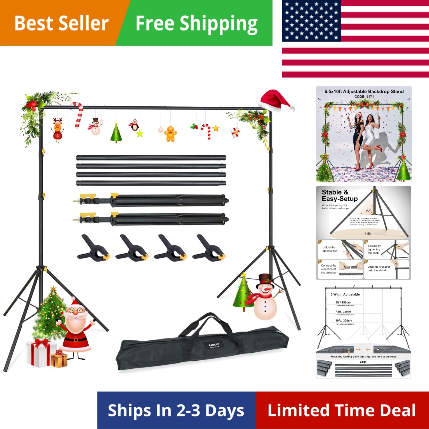 store Backdrop Support Stand Kit 10×6.5ft Adjustable Photography Studio Photo…