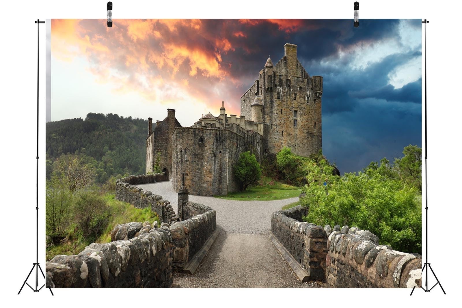 7x5ft Fabric Scotland Medieval Castle Backdrop Ancient Gothic Castle Old Ston…