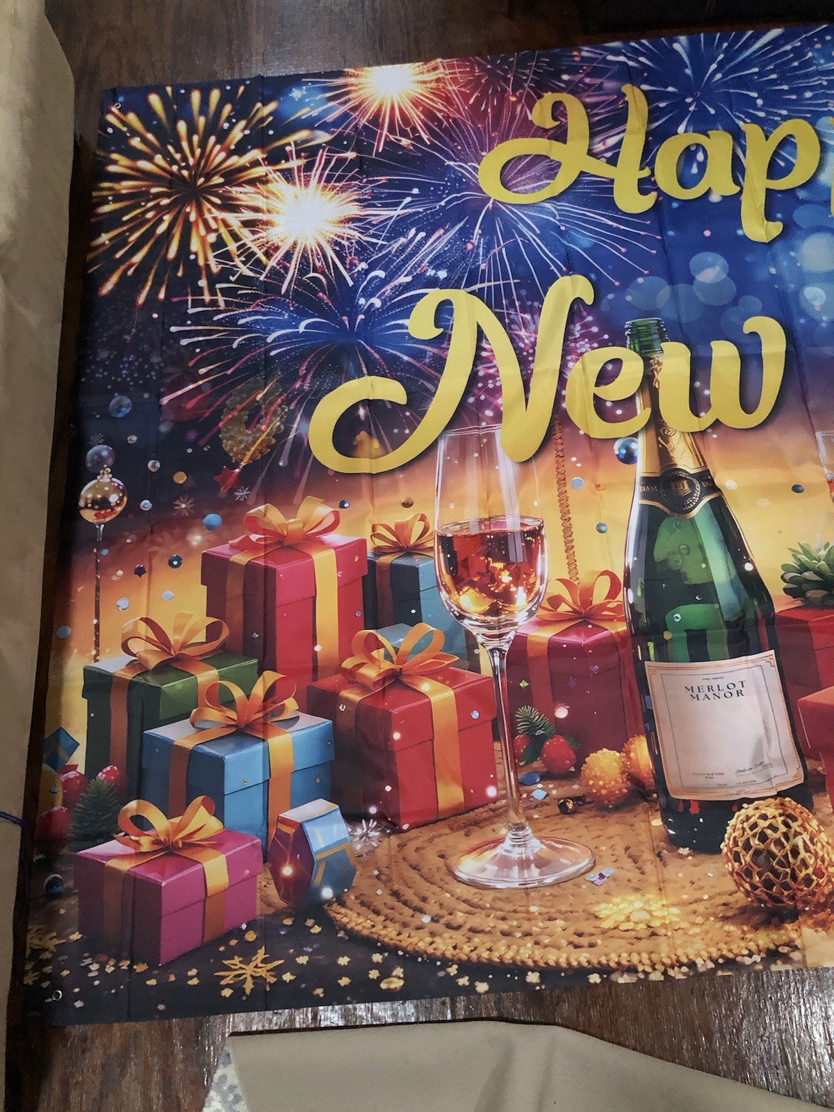 WOLADA Happy New Year Backdrop Multi Color 118.11×82.68 Inches (15ftx7ft)