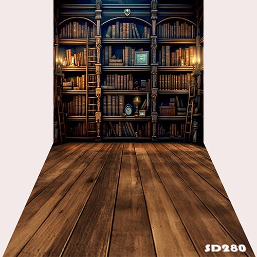 10’x20’Retro Bookcase Library Scenic Microfiber Fabric background backdrop SD280