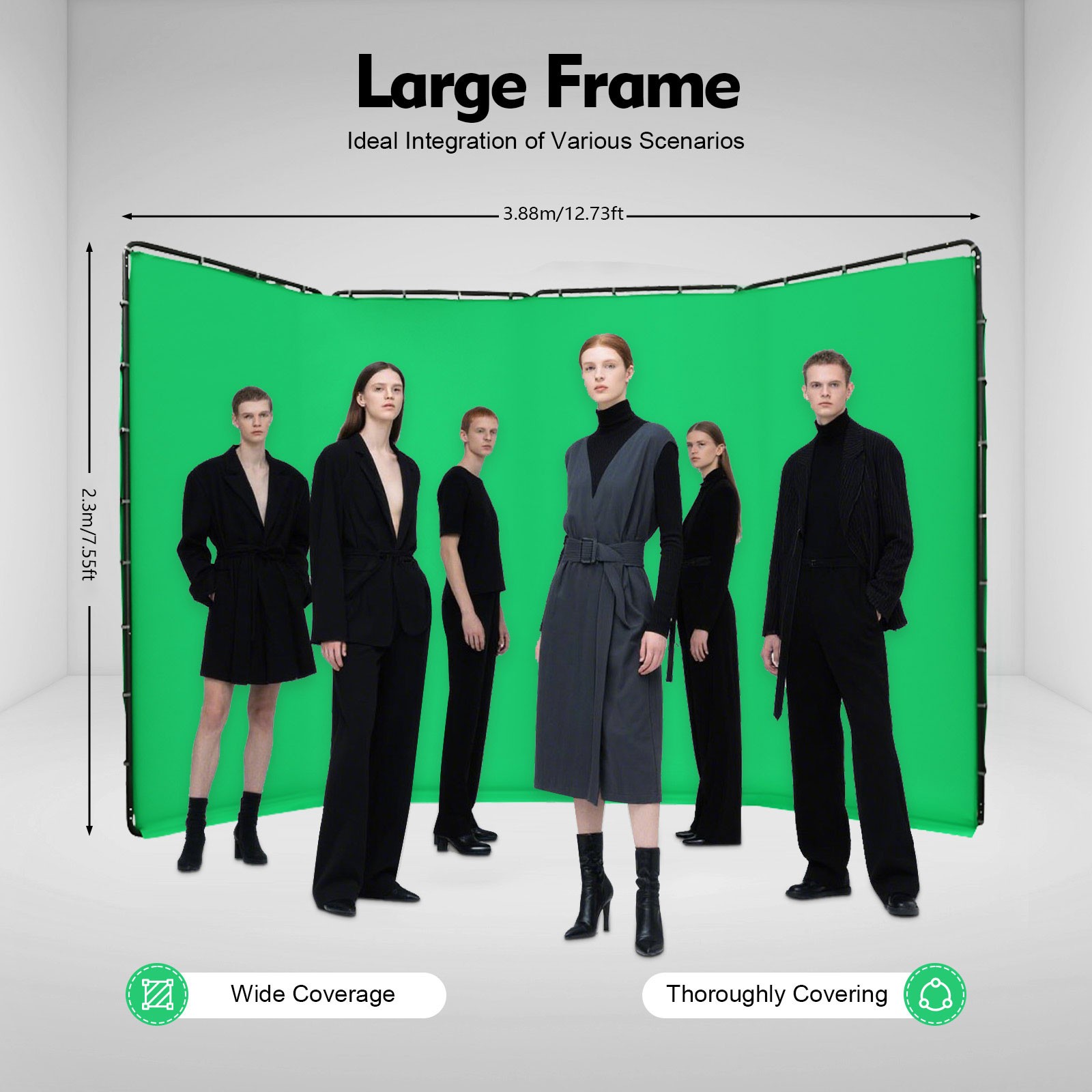 Photography Backdrop Stand Kit with Green Cloth For Photo Studio 12.73*7.55ft US