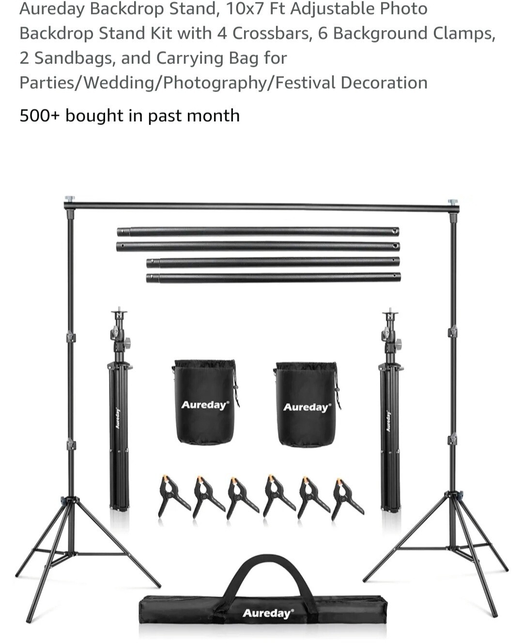 Backdrop Stand 10x7ft Adjustable Photo Backdrop Stand Kit With 4 Crossbars 6 Bac