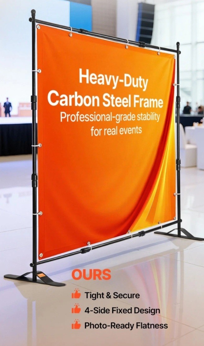 VEVOR 10 x 8 ft Backdrop Banner Stand Adjustable Height and Width Never Used