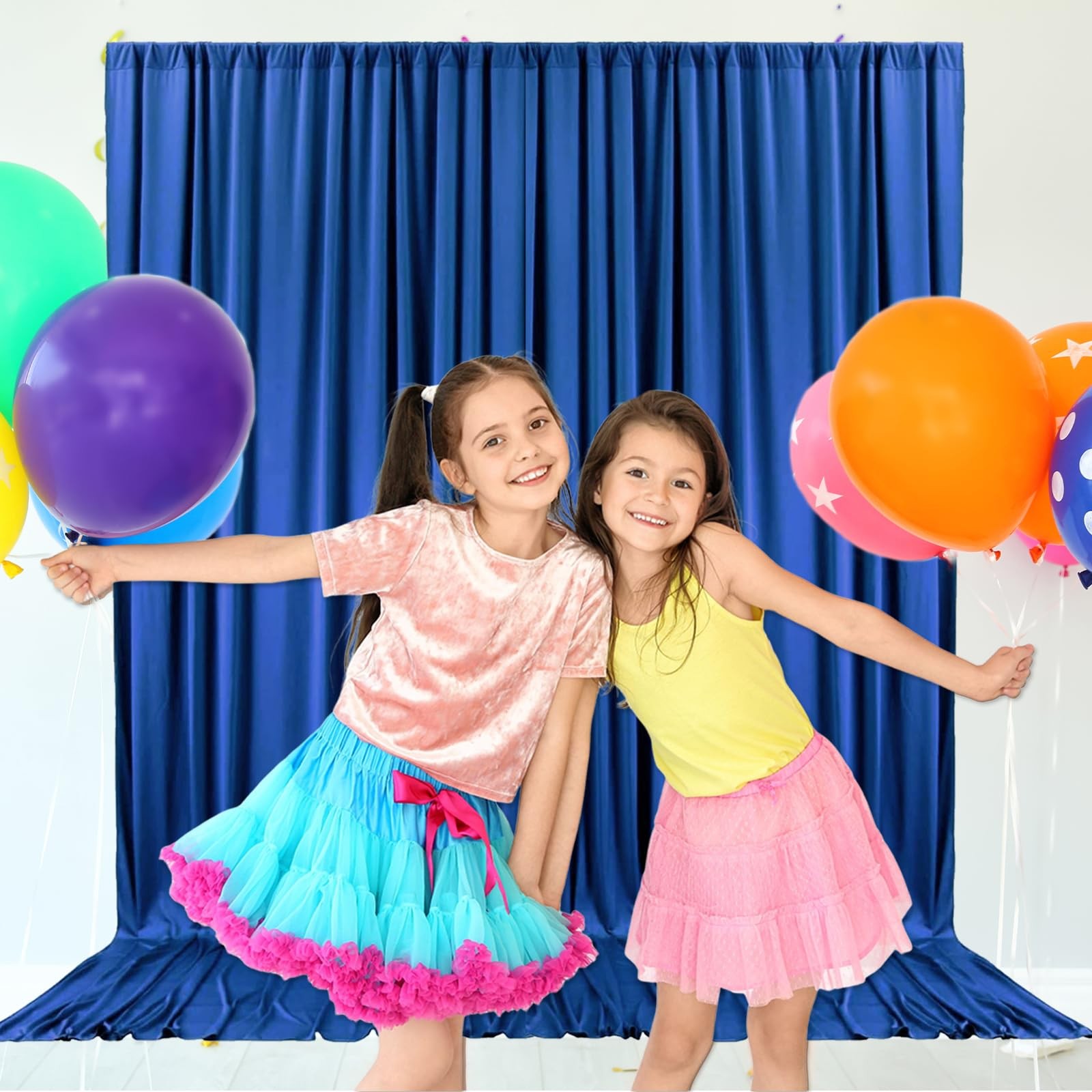 10ft x 10ft Royal Blue Backdrop Curtains for Parties, Fabric Satin Background…