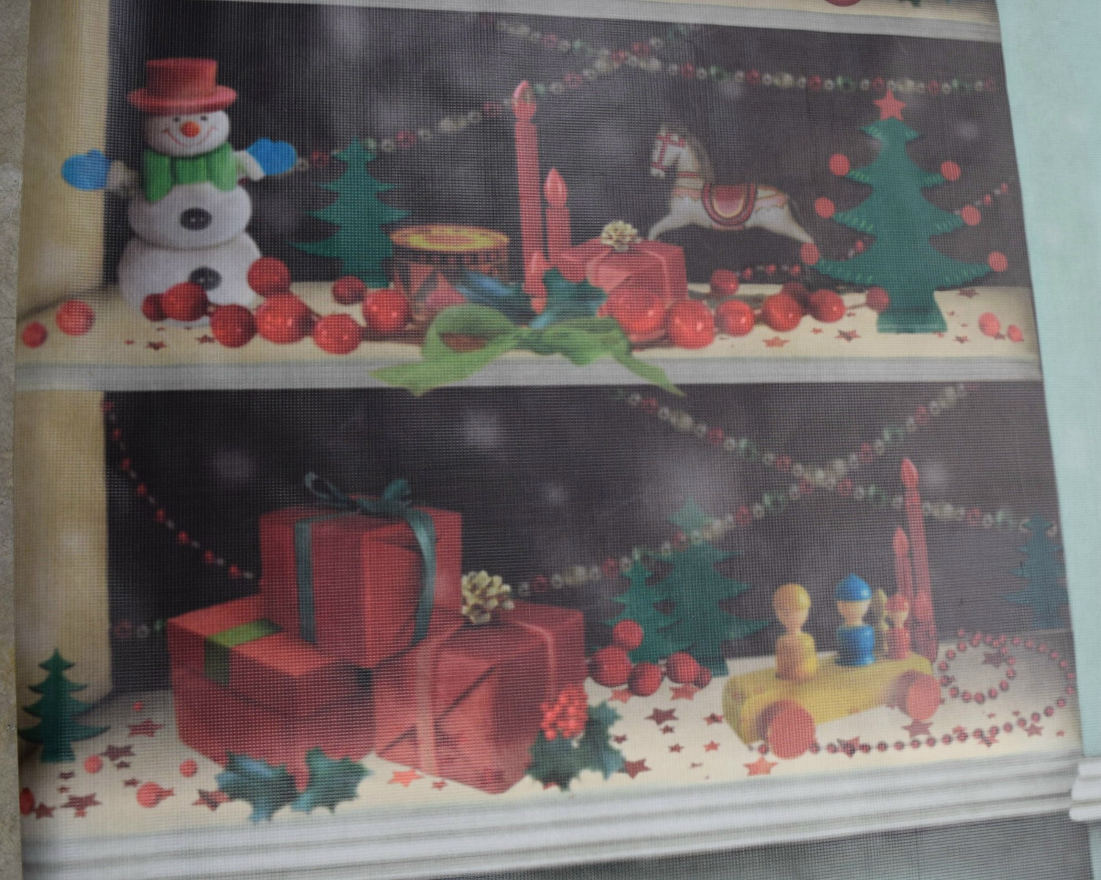 Holiday Photo Backdrop Prop CHRISTMAS SHOP reinforced Vinyl 9x6FT Immaculate!