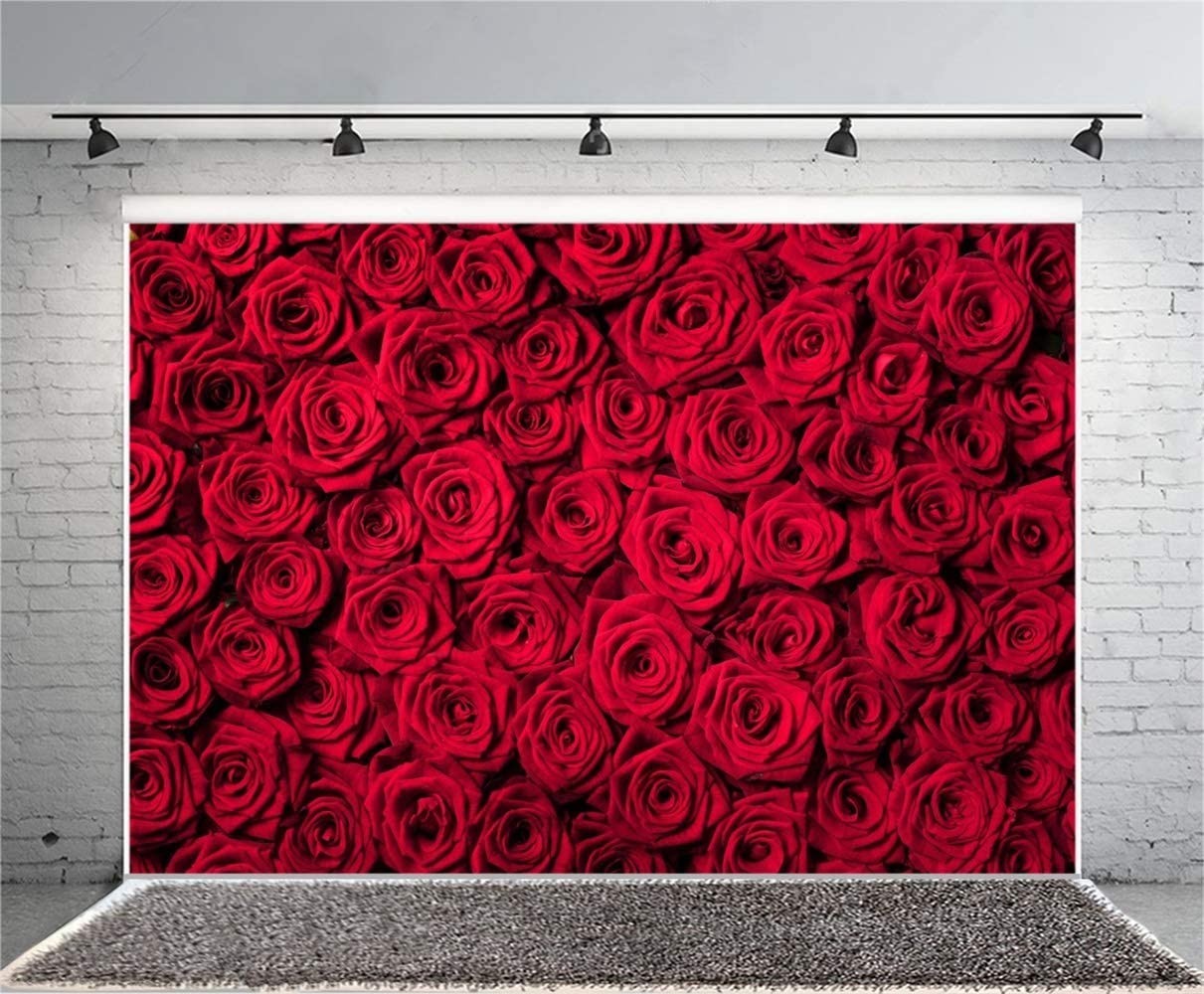 10x8ft Red Rose Backdrop – Floral Wall Background for Weddings, Parties, & Photo