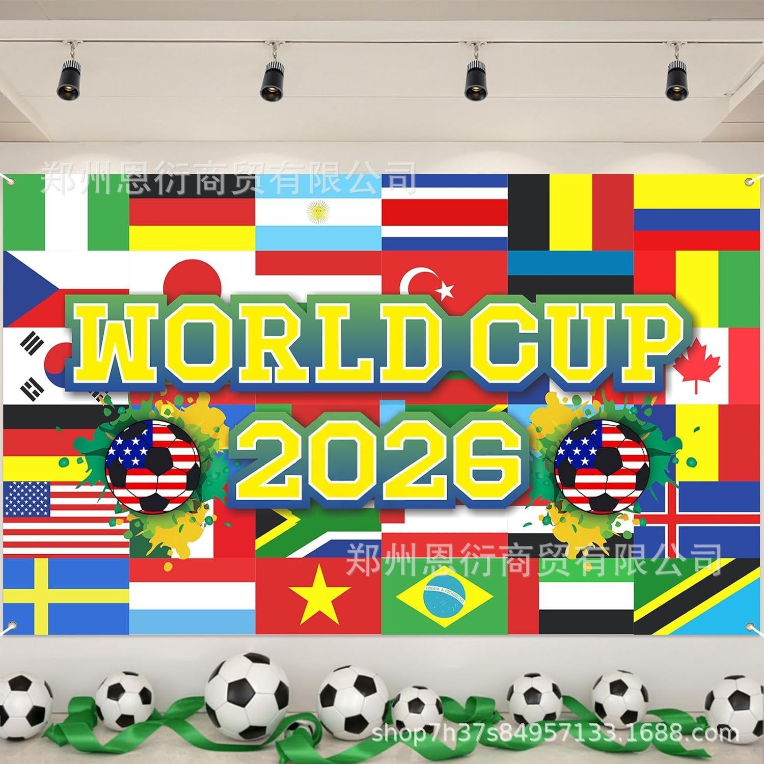 2026 FIFA World Cup Sports Background Cloth Banner Football Match Party Decorate