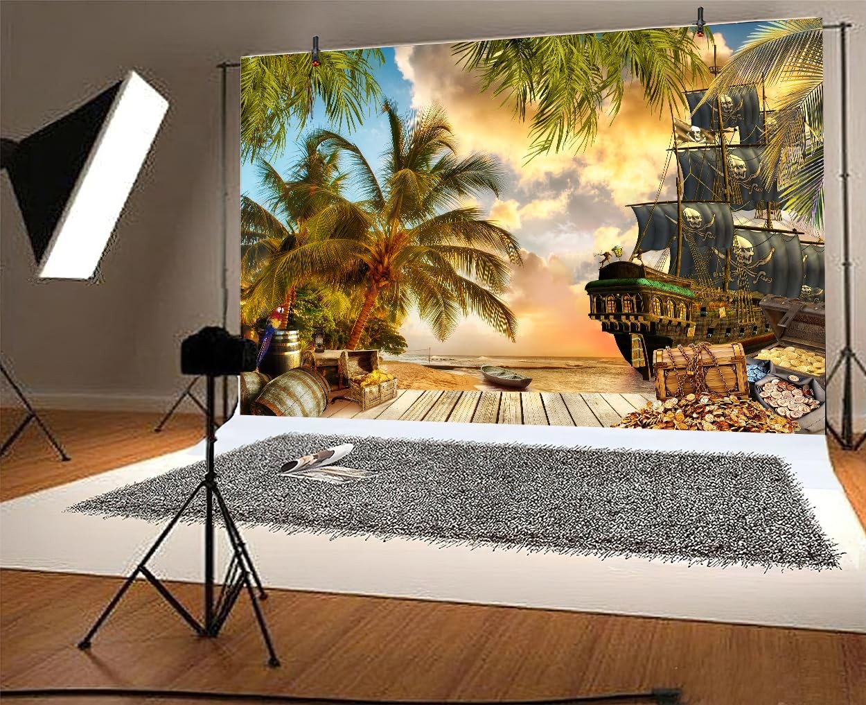 10X8ft Pirate Theme Photo Backdrop Photography Background, 10X8FT, Green-01