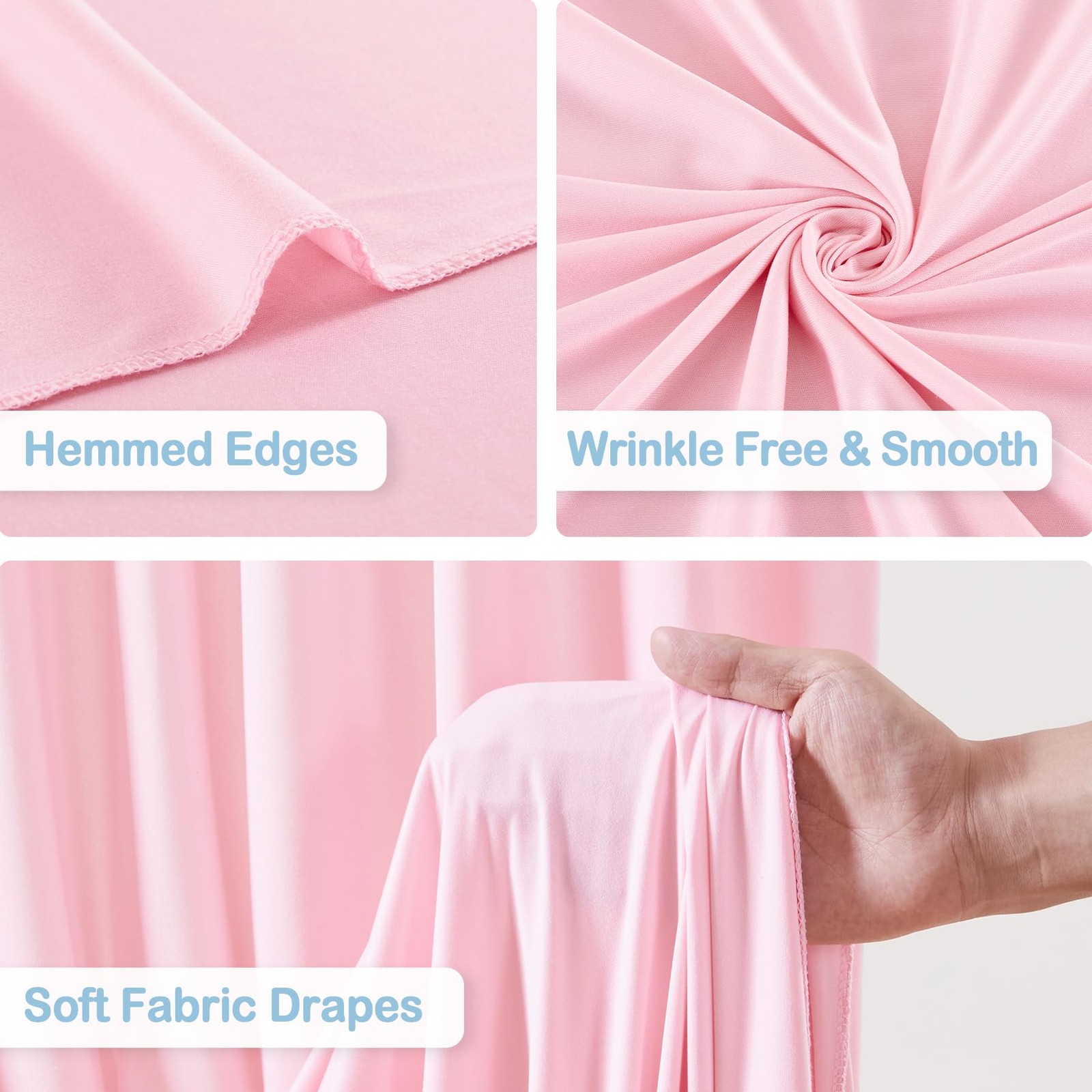 10 Panels Baby Pink Backdrop Curtains – W4′ x H10′(10 panels),