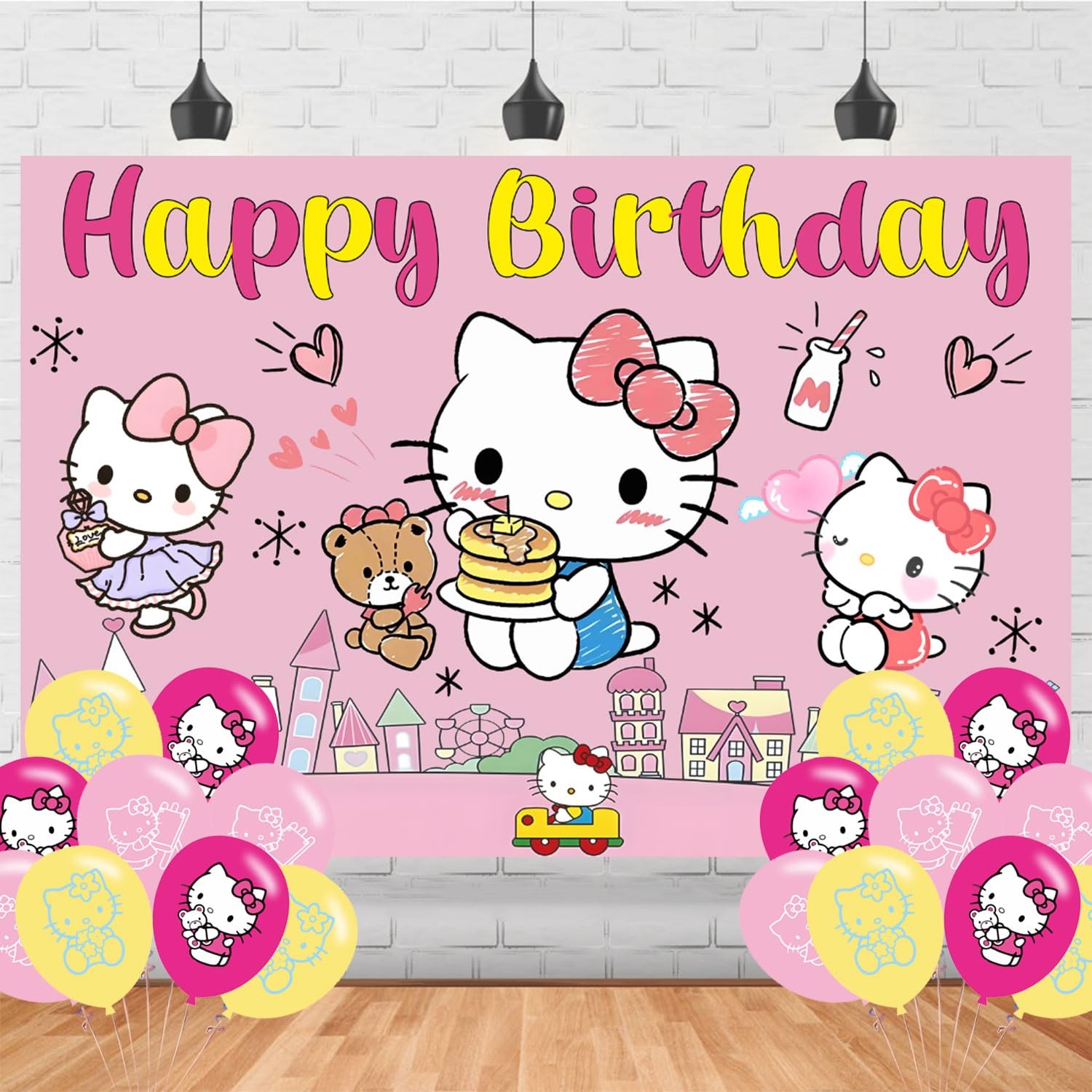 Cartoon Cats Birthday Party Backdrop Photo Background Cute Cartoon Cats Birth…