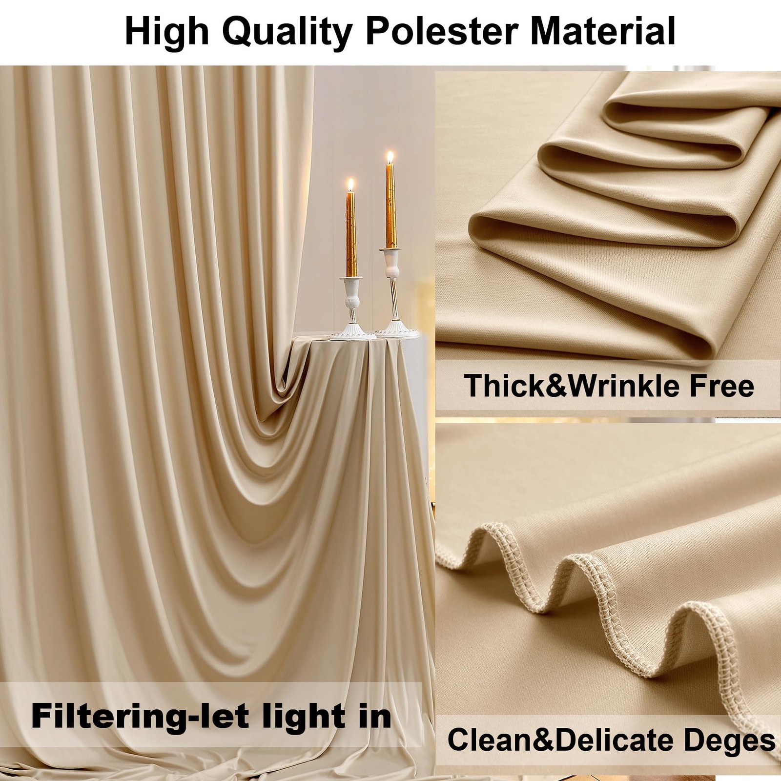 20ft x 10ft Beige Backdrop Curtains for Parties Weddings, 4 Panels 5×10ft Sof…