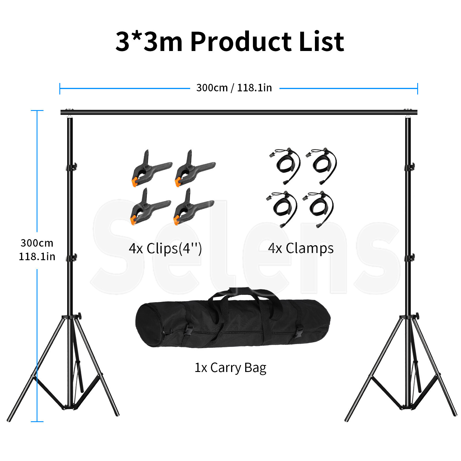 10×10ft Backdrop Stand Kit Large Photography Background Studio Adjustable Banner