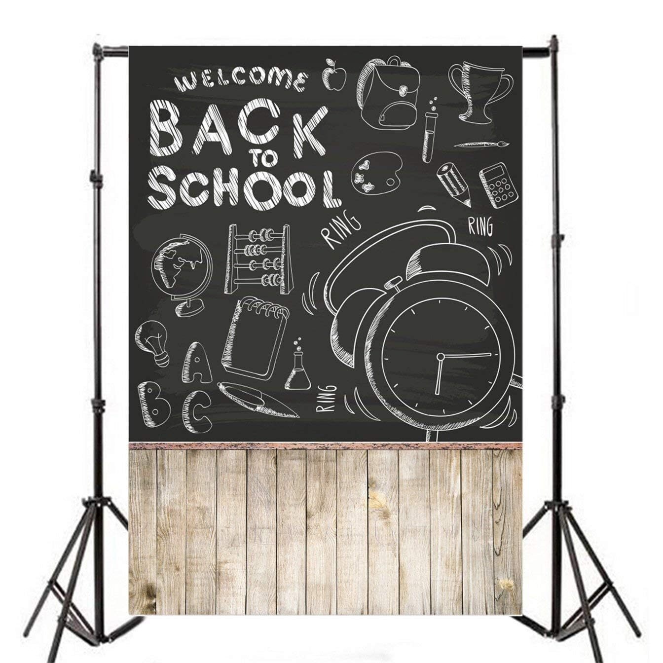6x8ft Welcome Back to School Backdrop Chalkboard Drawing Photography Prop