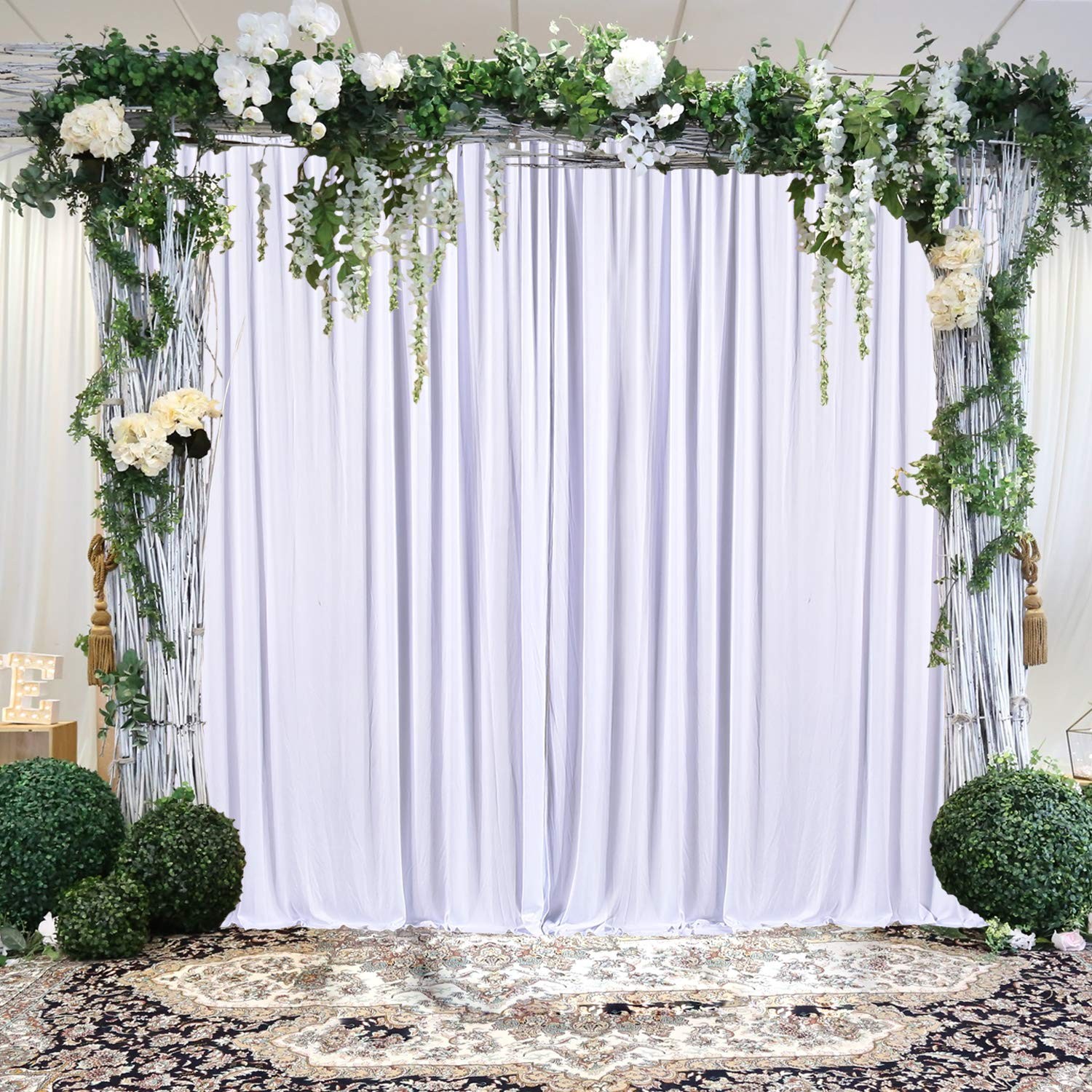 10ft x 7ft White Backdrop Curtain for Parties Wedding White Free Backdrop Dra…