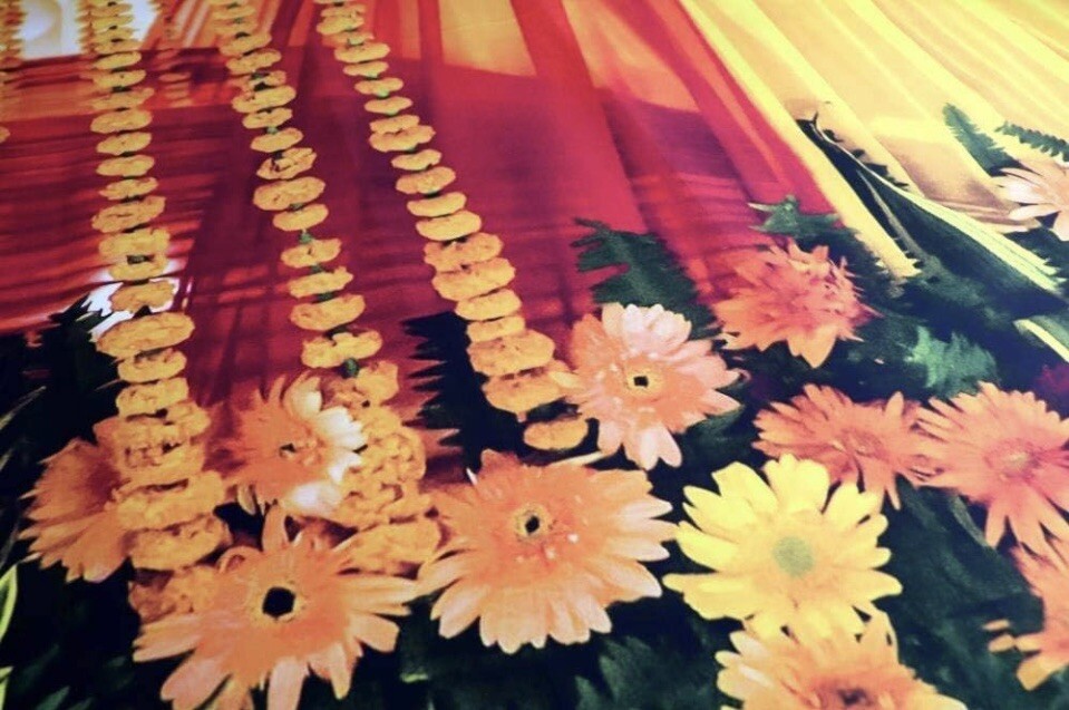 Vibrant Indian Floral Wedding Backdrop -7x6ft- Perfect for Celebrations.