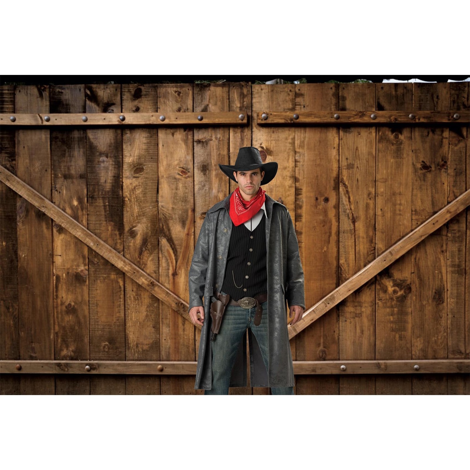 8×6.5ft Brown Barn Door Backdrop Wooden House Harvest Photo Background