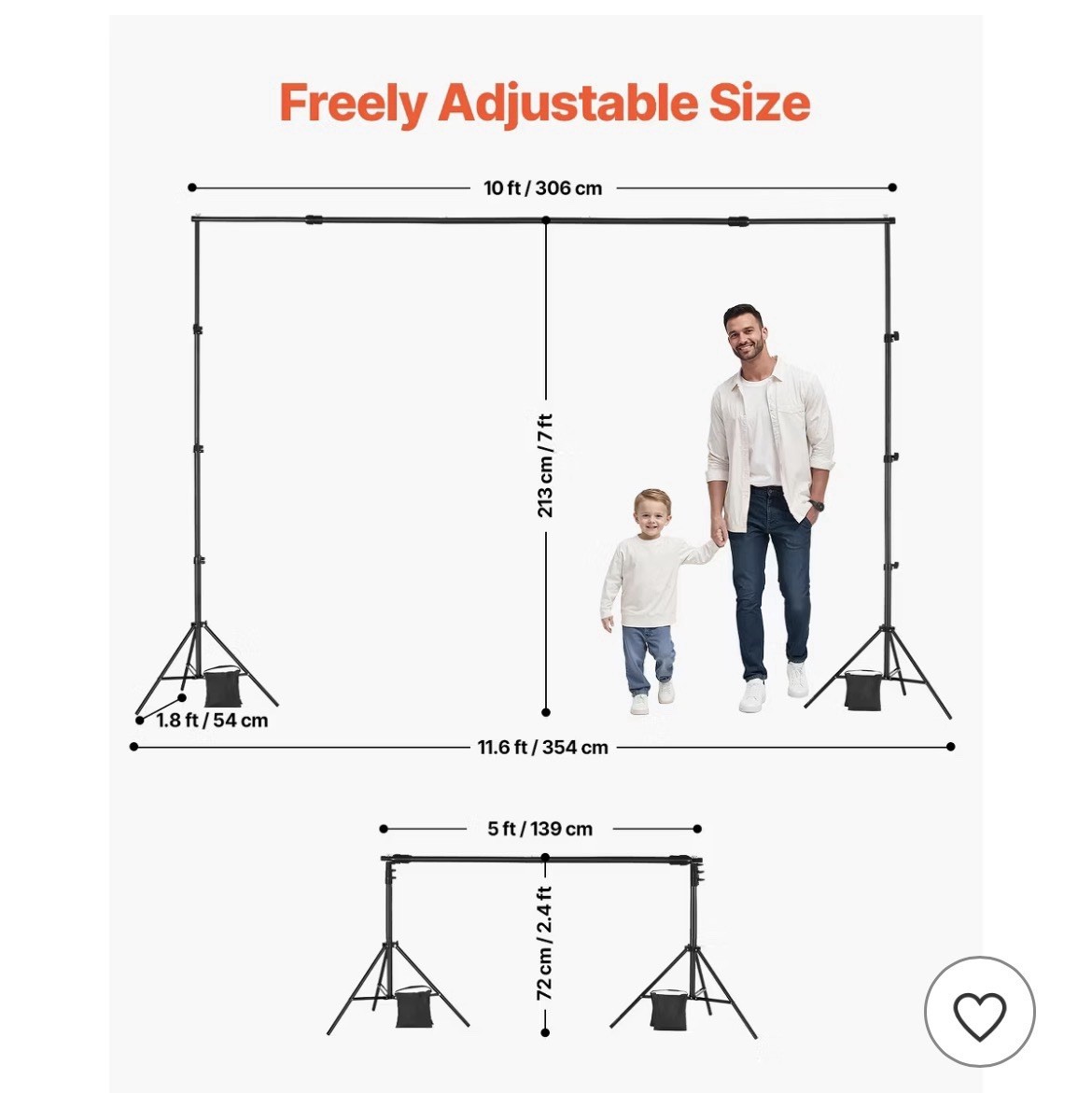VEVOR Backdrop Stand Background Stand Kit with 2 Tripod for Party & Photo Studio