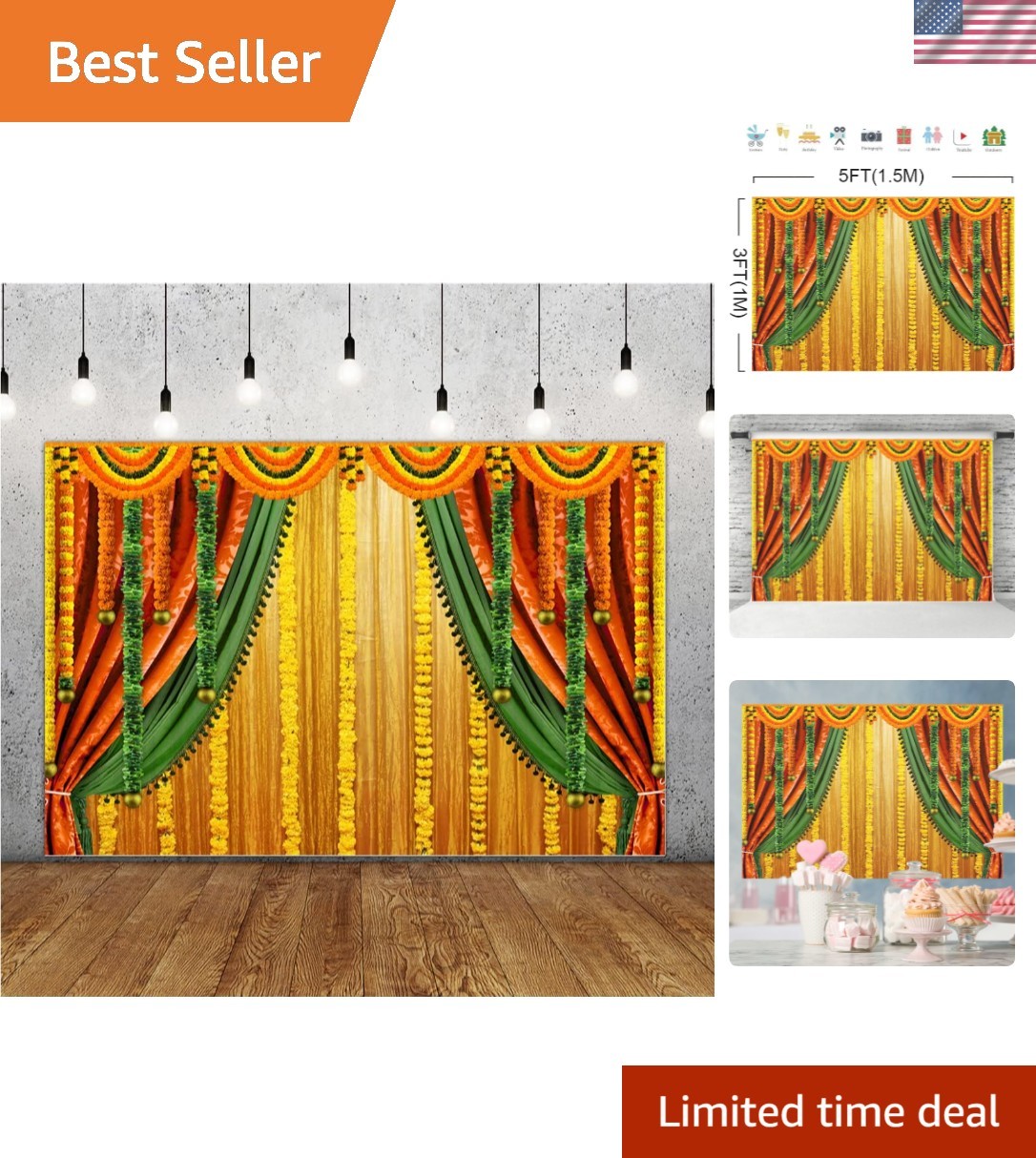 Customizable 5x3ft Photography Backdrop for Festivals – Non-Fading & Easy Care