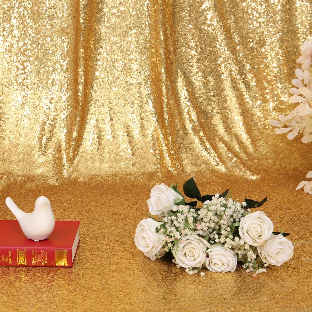 8×8 Ft New Gold Sequin Backdrop Curtain Party Festival Wedding Photography