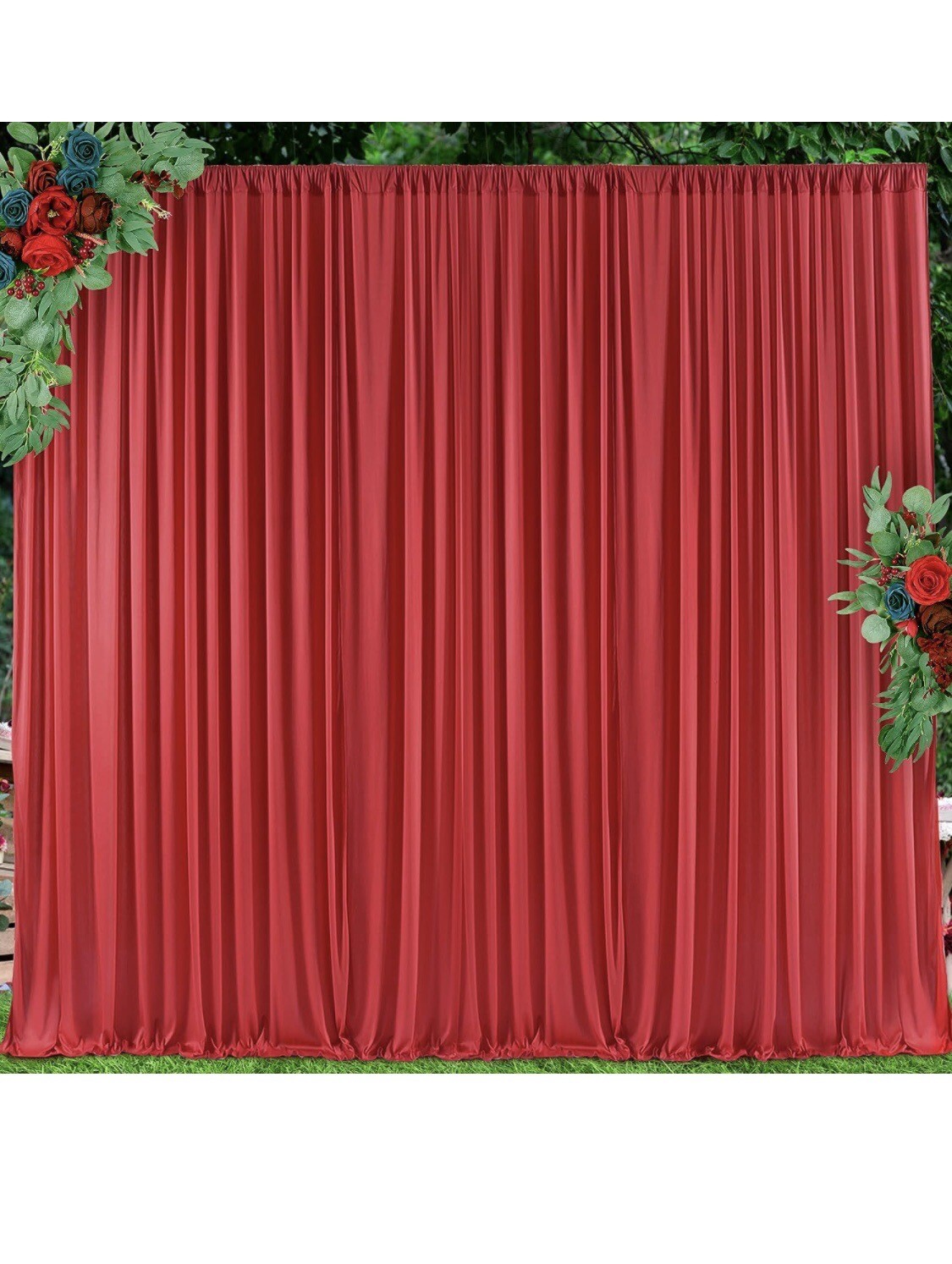 10 ft x 7 ft Wrinkle Free Red Backdrop Curtain Panels Photography Background