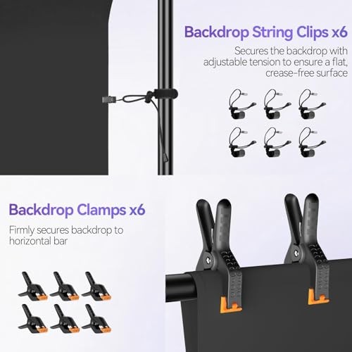 7 x 10 ft Adjustable Photo 7*10ft Backdrop Stand Black(6*9ft Backdrop)