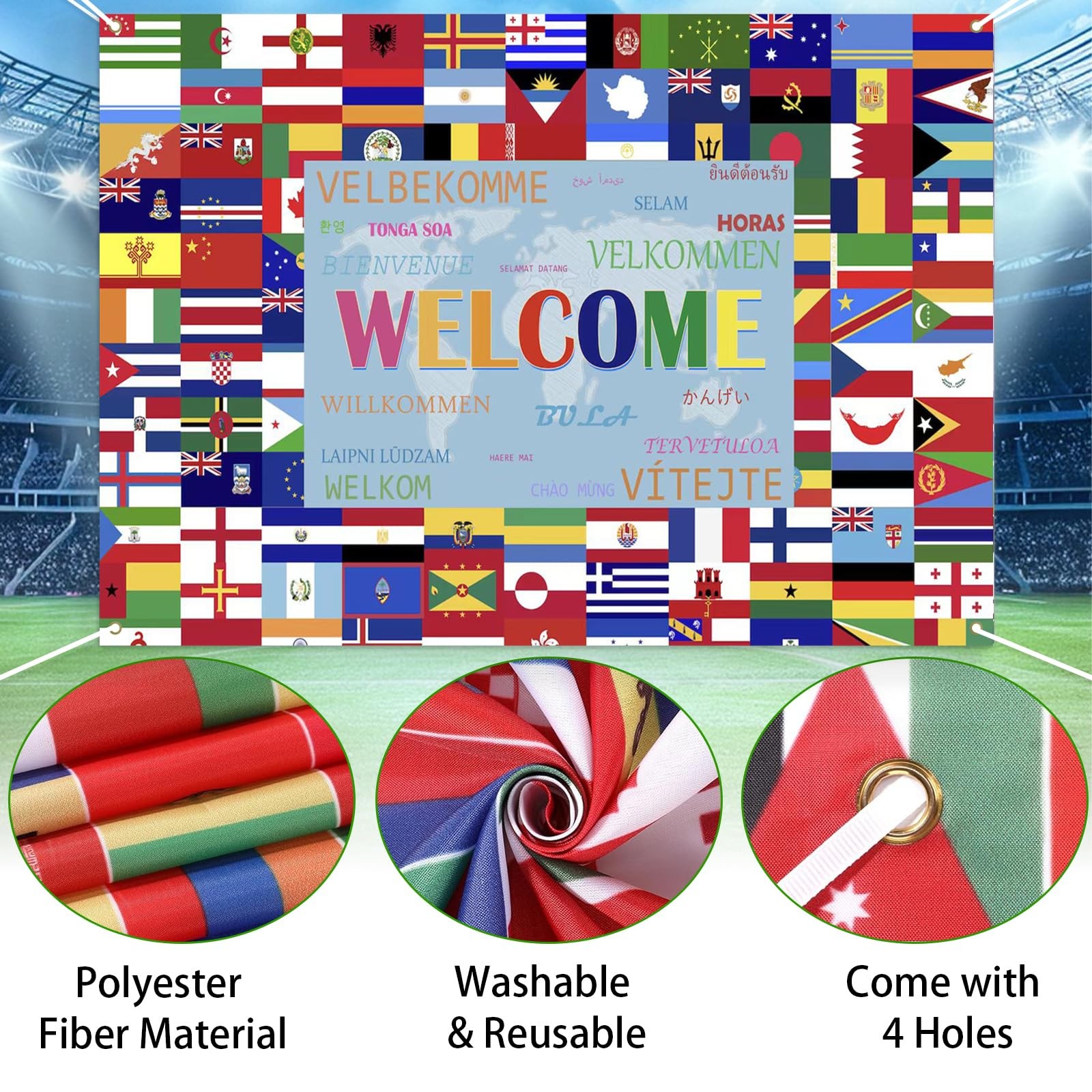 2026 World Cup Backdrop Banner Football Decor Background for Classroom, Office