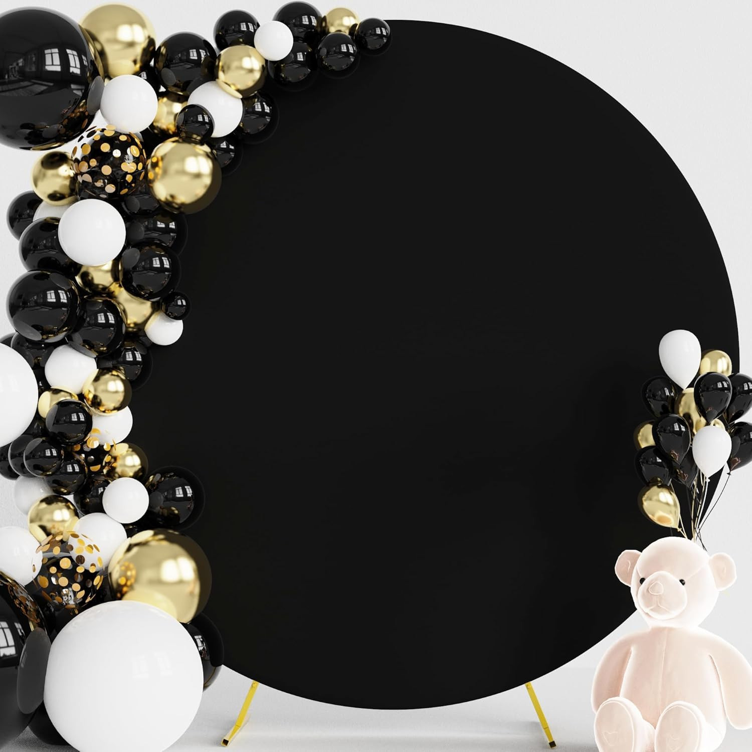 7.2FT Round Black Backdrop Cover with Buckles for Arch Support