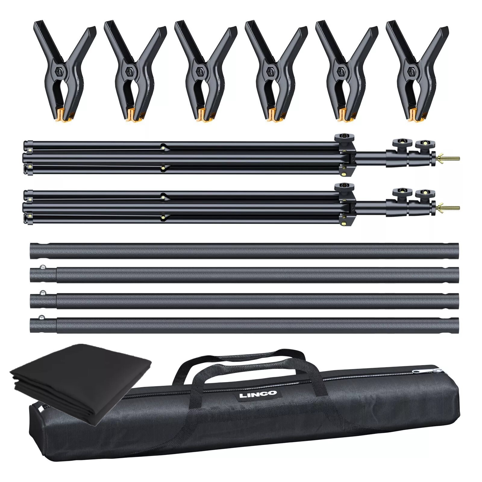 LINCO Backdrop Stand 10x7ft Background Support System with Black Screen