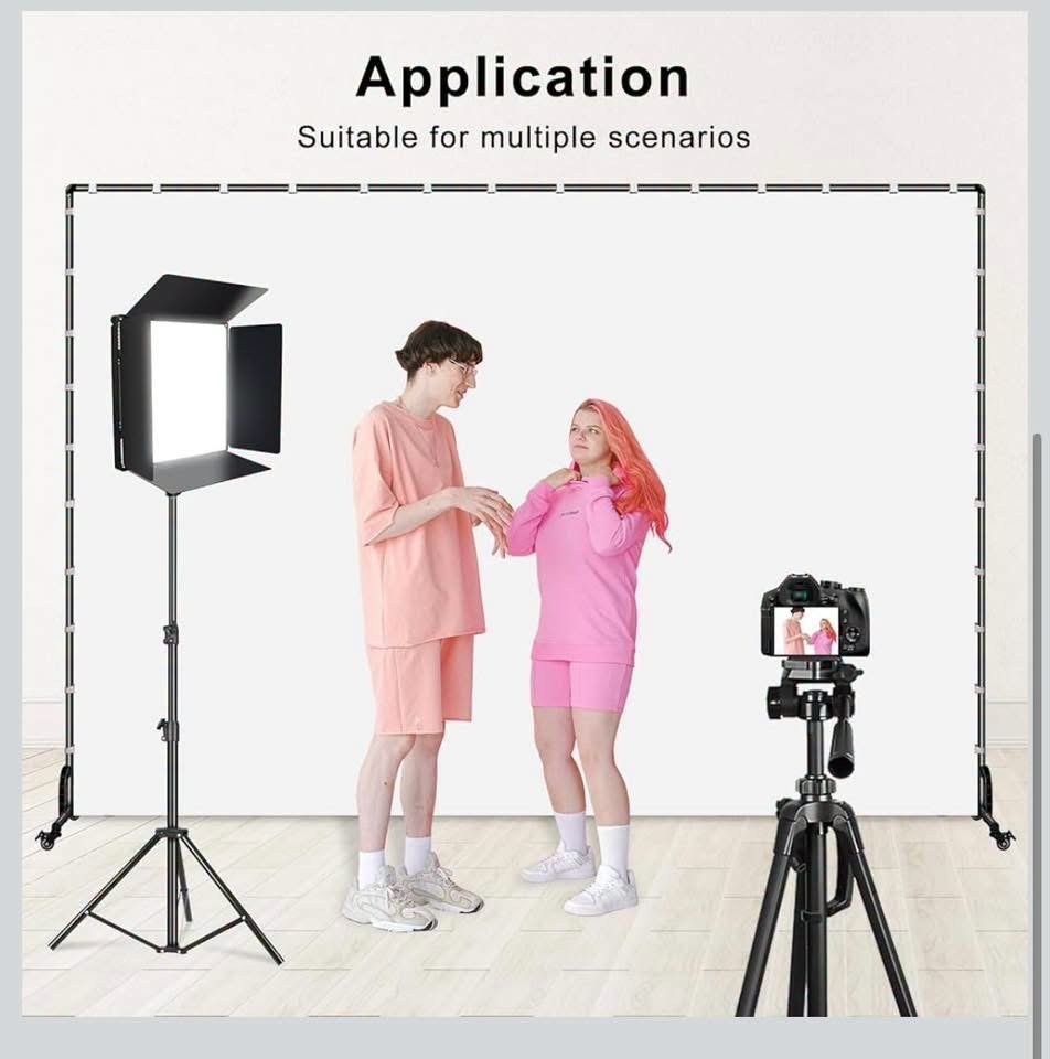 Movable Backdrop Stand With Screen and Wheels Photography 7×6.5ft White