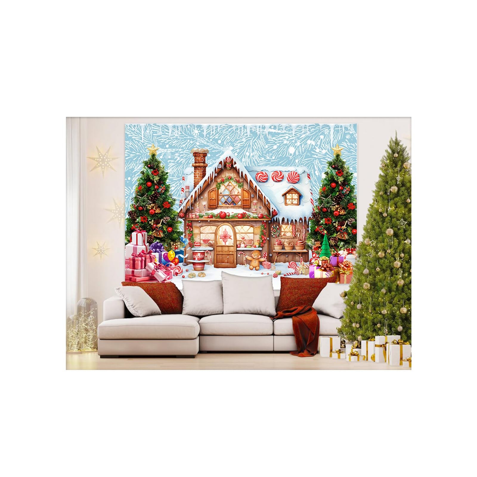 7X5FT Christmas Gingerbread House Photography Backdrop Winter Holiday Theme B…