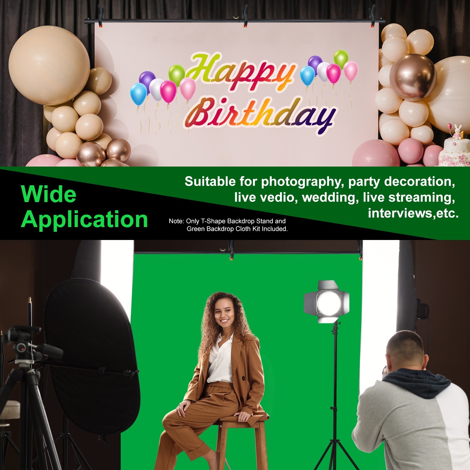 LINCO Photo T-Shape Backdrop Stand Background Backdrops Support Kit – 4197T