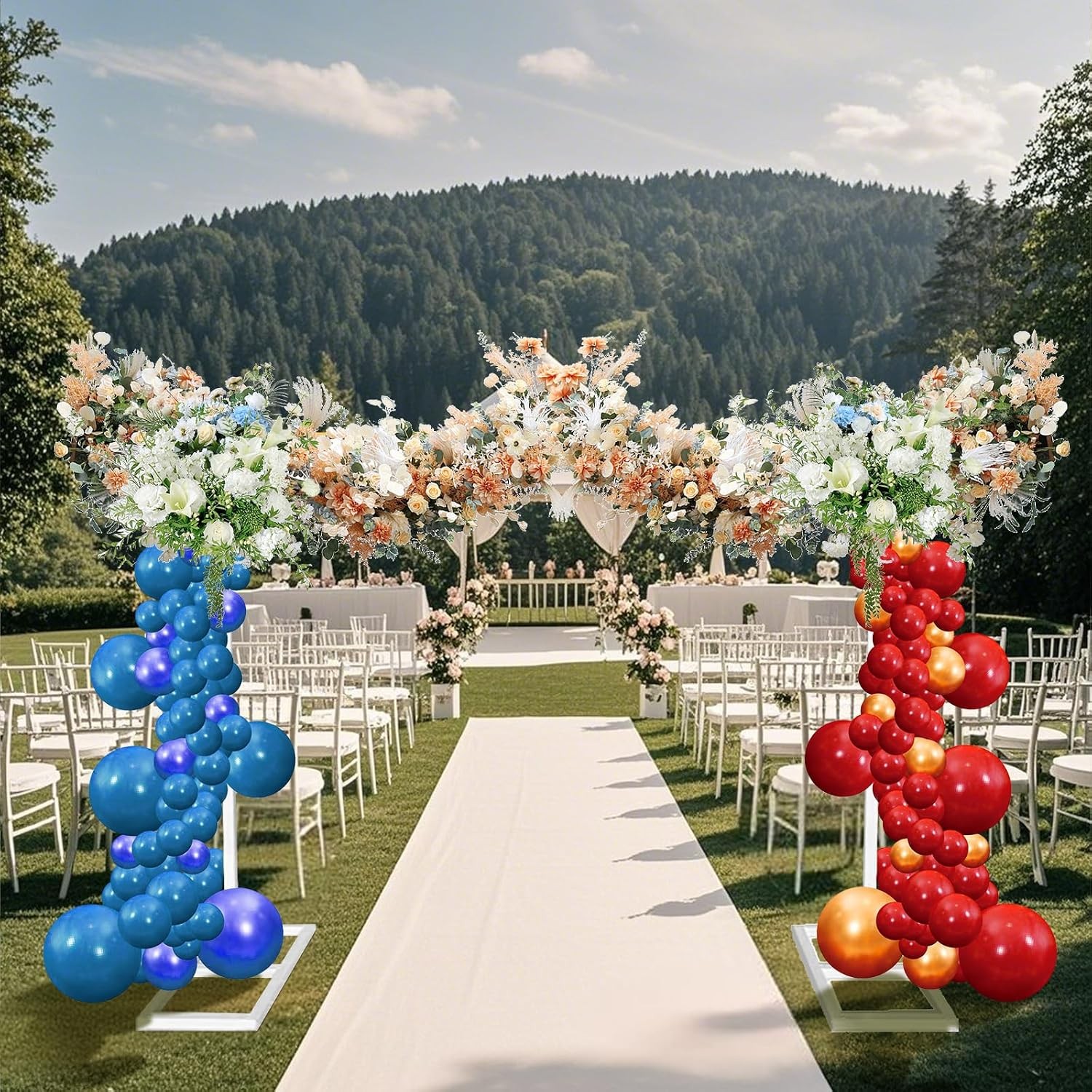 8.2FT Metal Wedding Arch Backdrop Stand, Heavy Duty Metal Garden Arch Stand