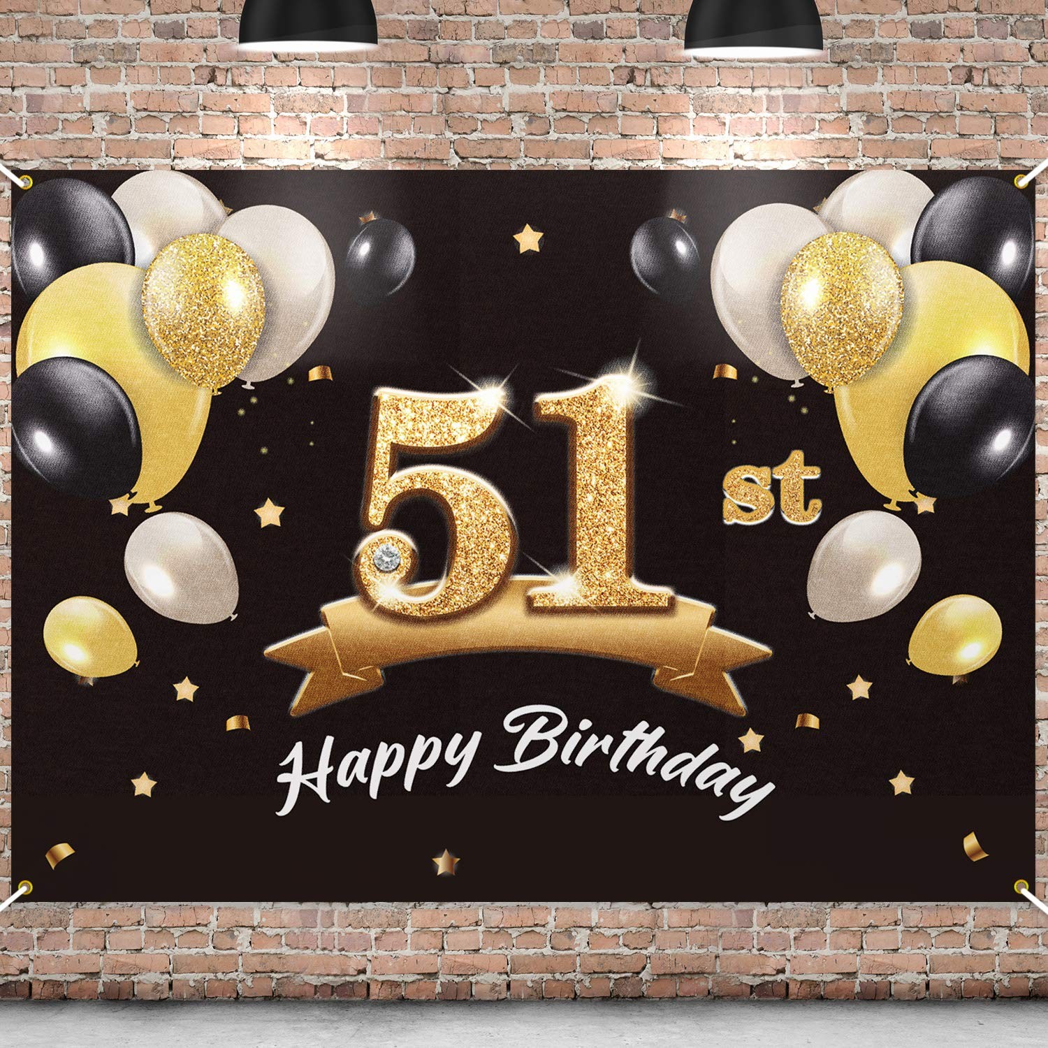 Happy 51st Birthday Banner Backdrop – 51 Birthday Party Decoration Supplies f…
