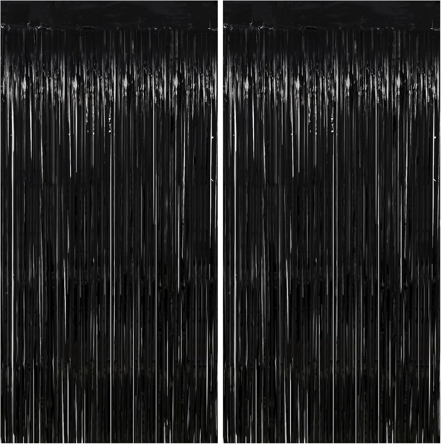 Thicken Black Tinsel Backdrop Curtains 2 Pack 3.2 x 8.2 FT, Black Streamers, …