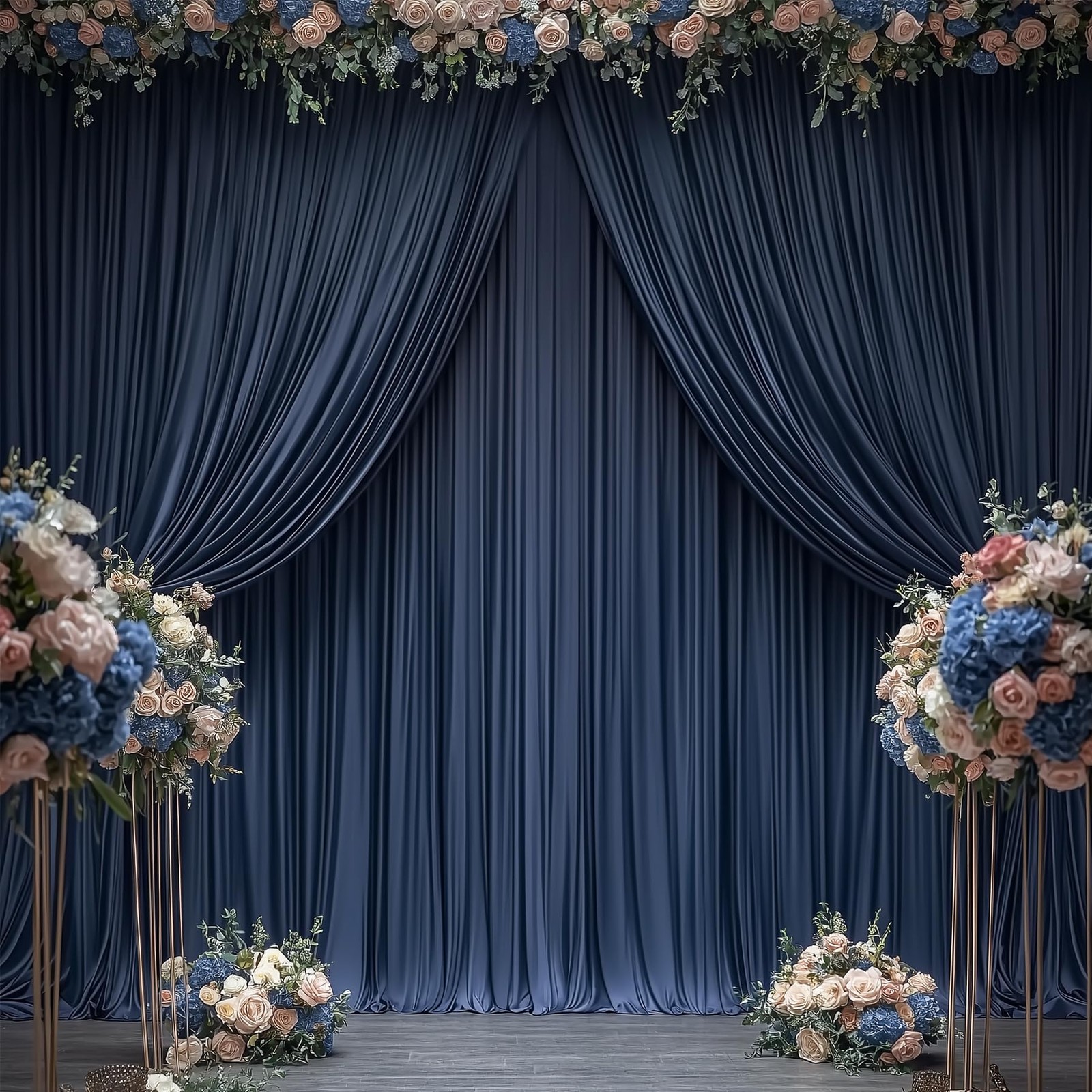 50ftx12ft Navy Blue Backdrop Curtains for W5′ x H12′(10 panels), navy blue