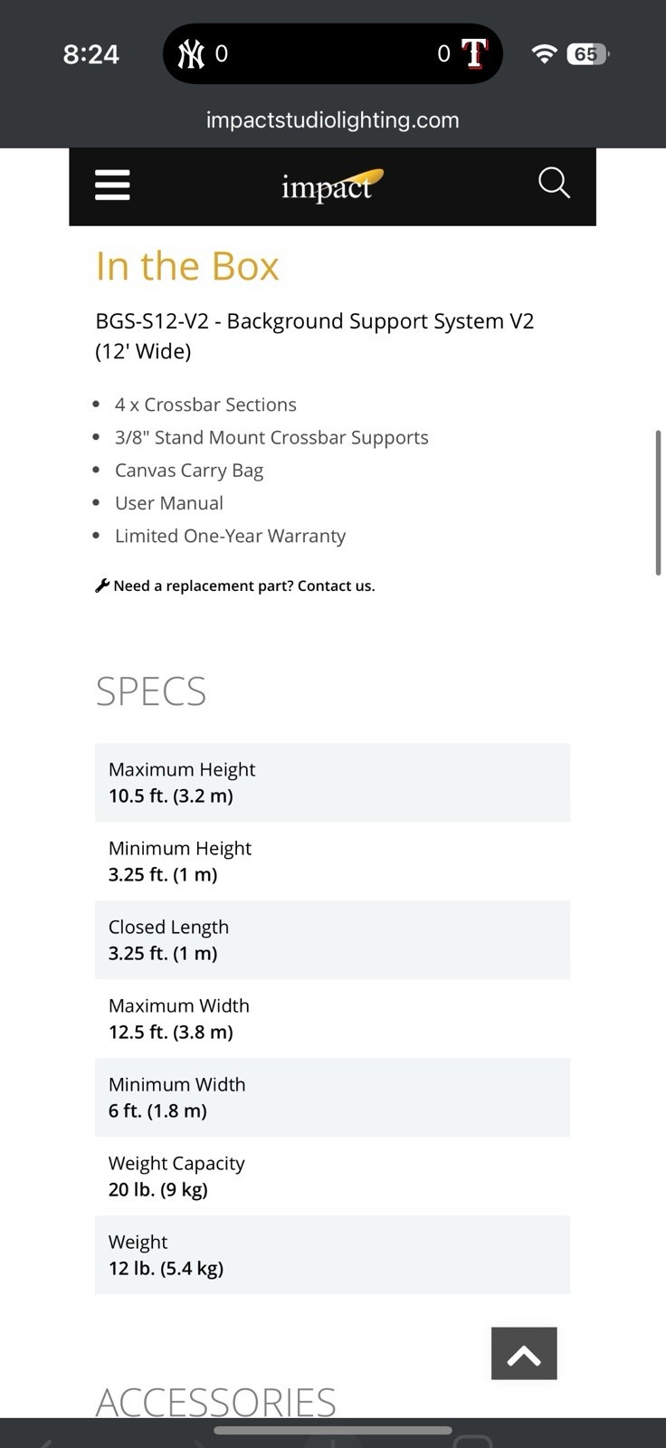 Impact Background Support System V2 – 12′ Wide