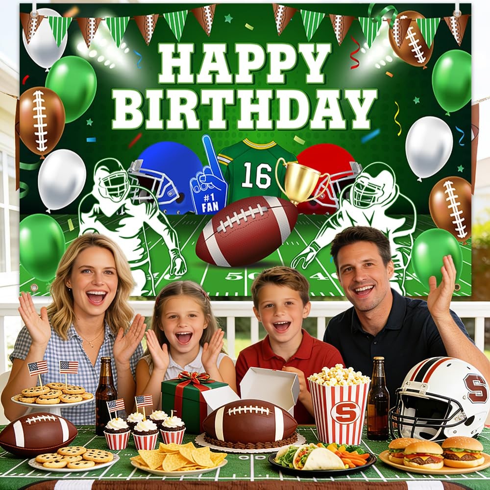 Football Happy Birthday Backdrop Banner Football Party Decorations Bowl Game Spo