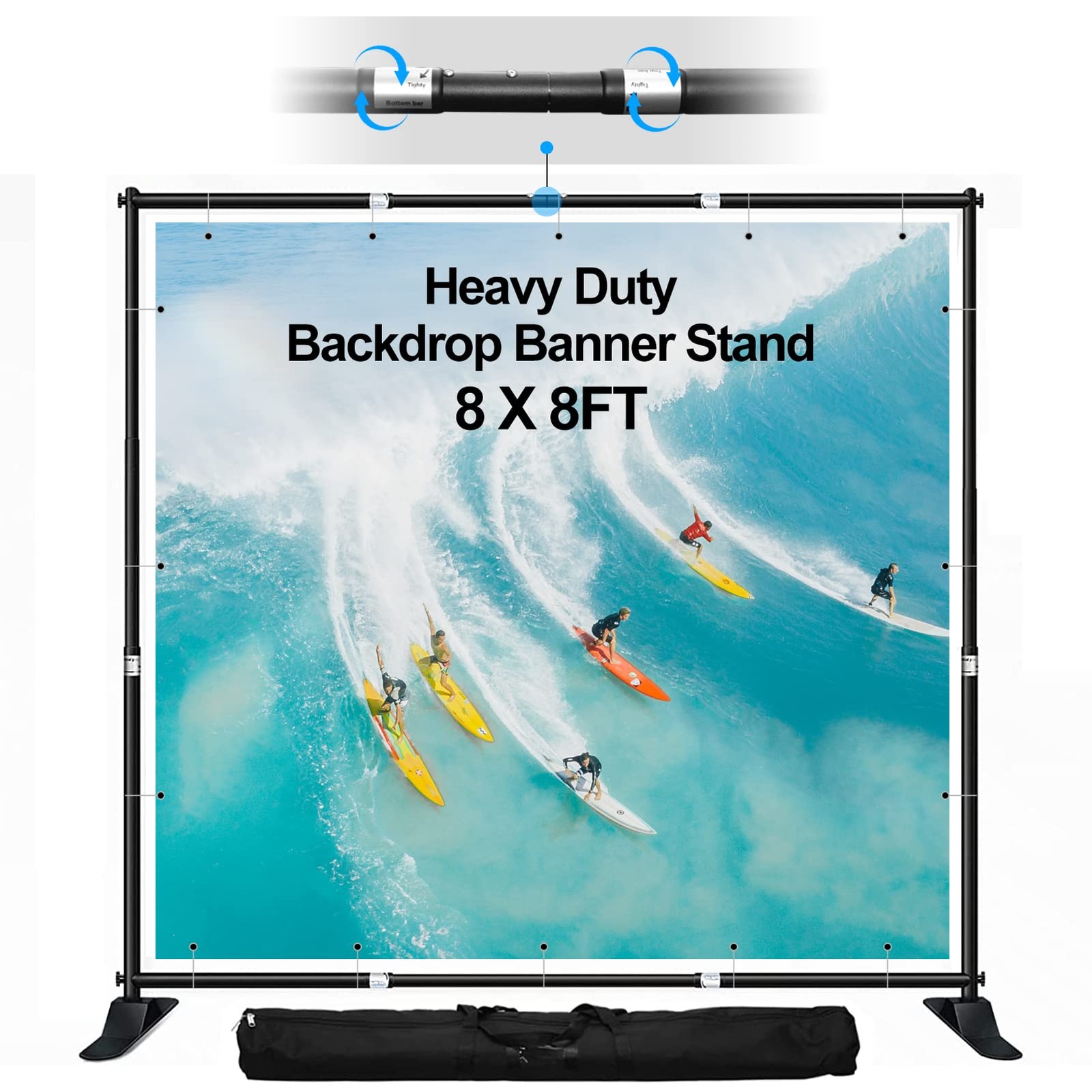 8×8 ft Backdrop Banner Stand, Heavy Duty Adjustable Background Stand Kit with…