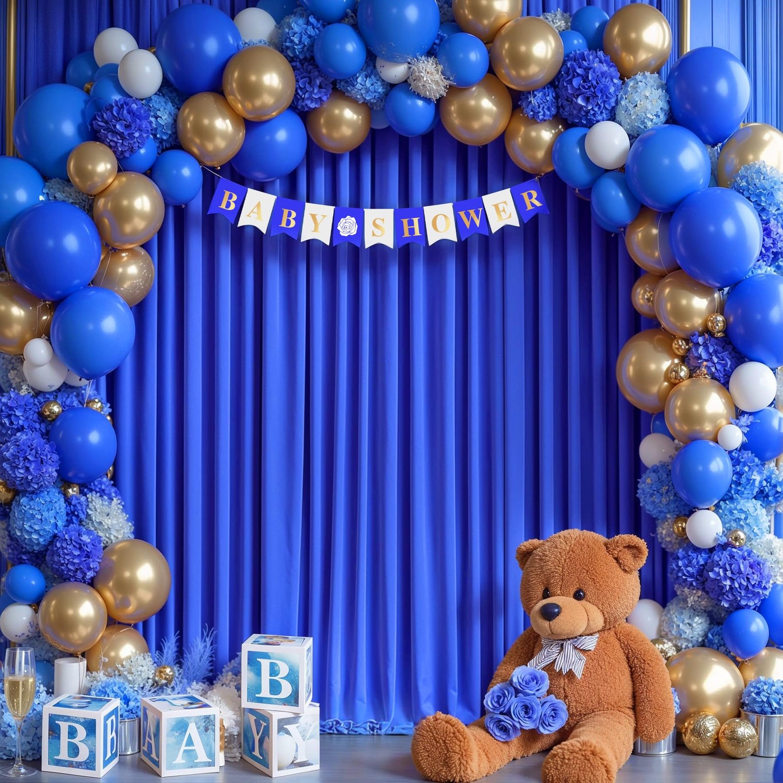 16 x 10ft Royal Blue Backdrop Curtains 4 Panels for Graduations Retirement Ph…