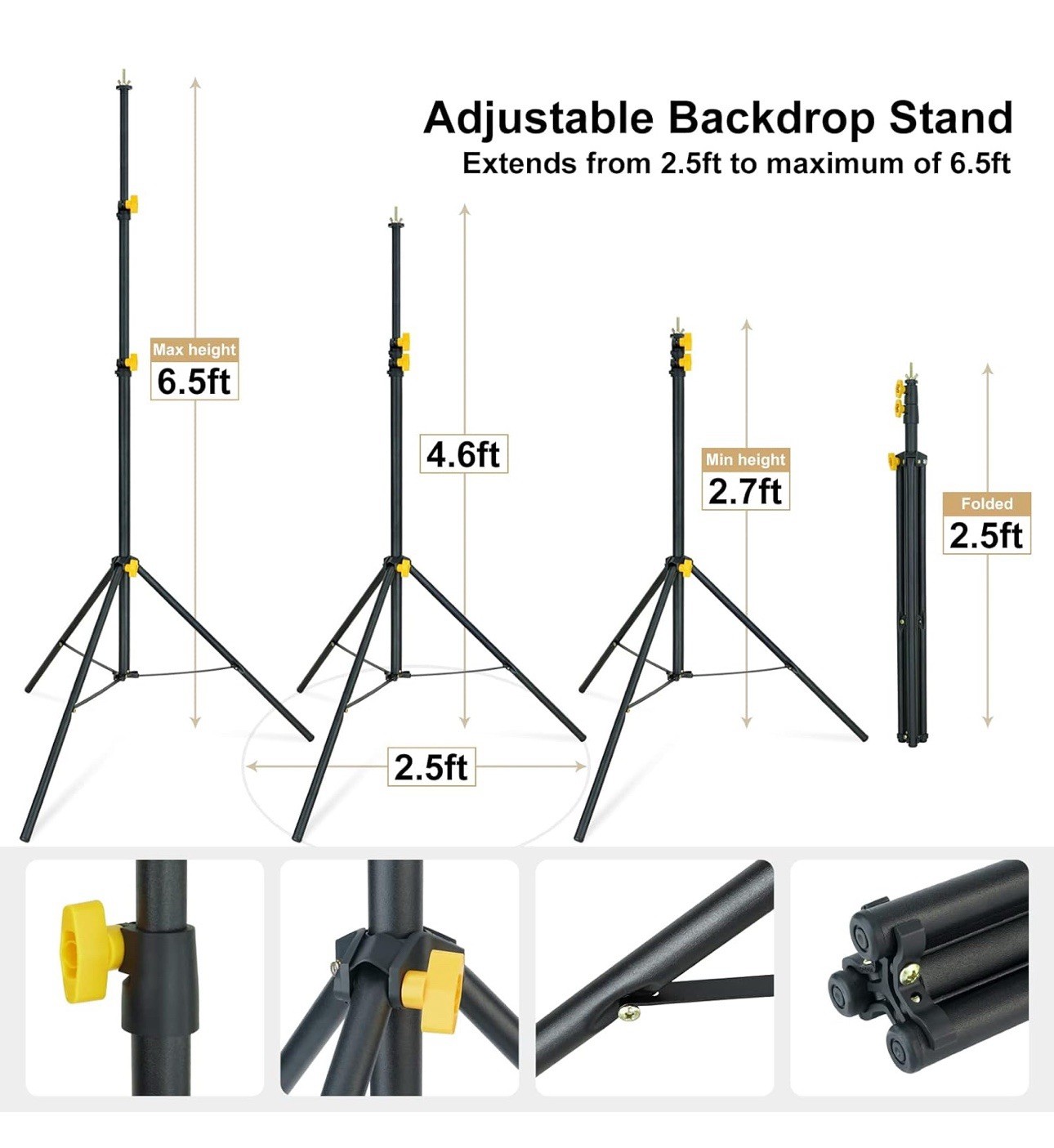 LINCO Lincostore Backdrop Support Stand Kit 10×6.5ft Adjustable Photography 4171