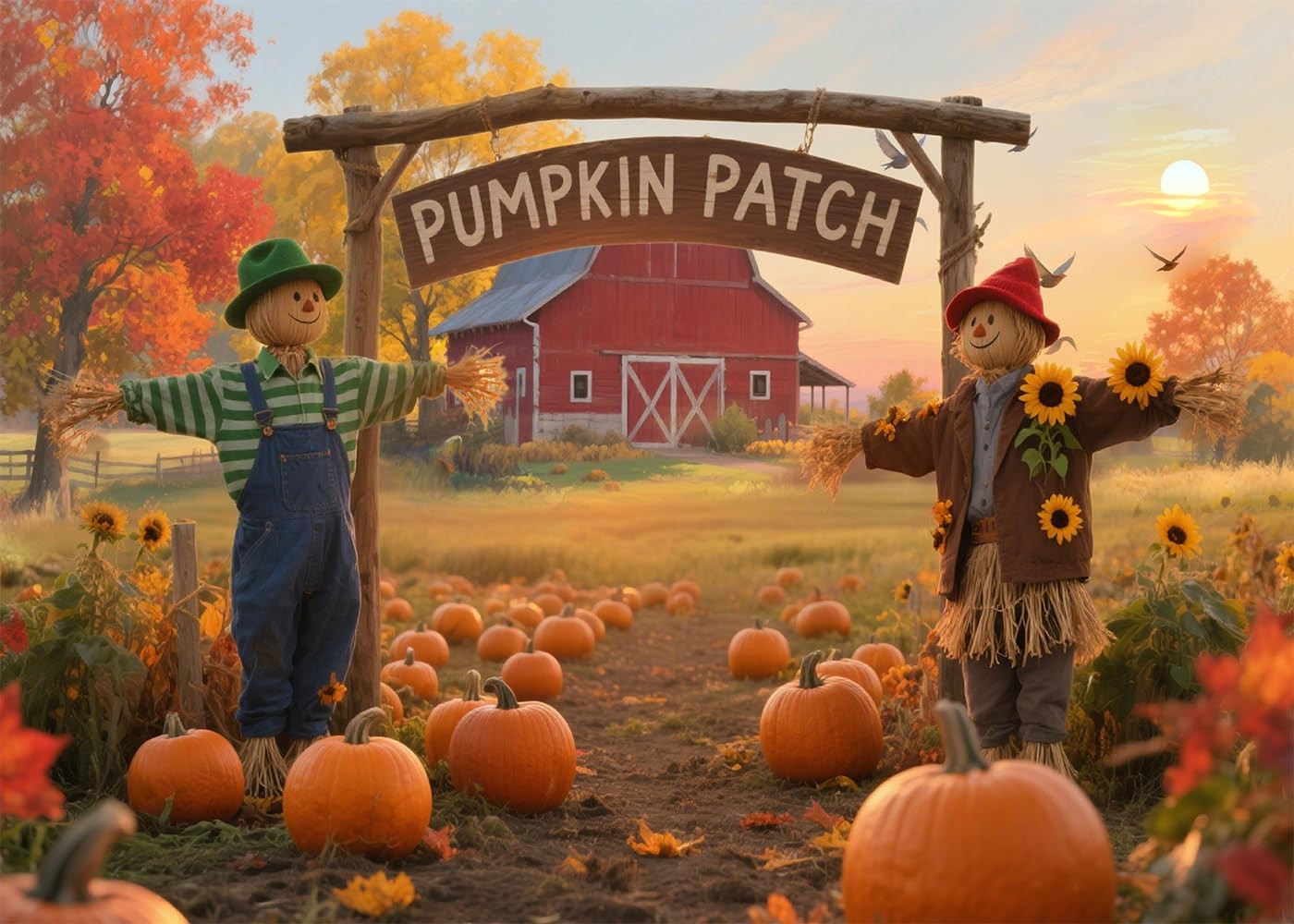 Fall Thanksgiving Backdrop 7×5 FT Pumpkin Patch Harvest Rural Background Prop